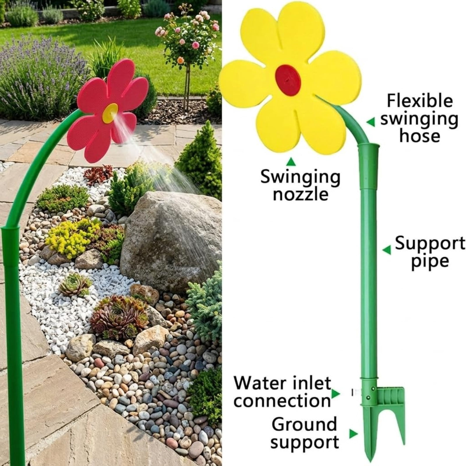 Crazy Dancing Flower Water Sprinkler – 360° Rotating Sunflower Lawn Sprinkler with Stake, Fun Garden Irrigation Tool for Yard Watering, Kids & Pets Playing