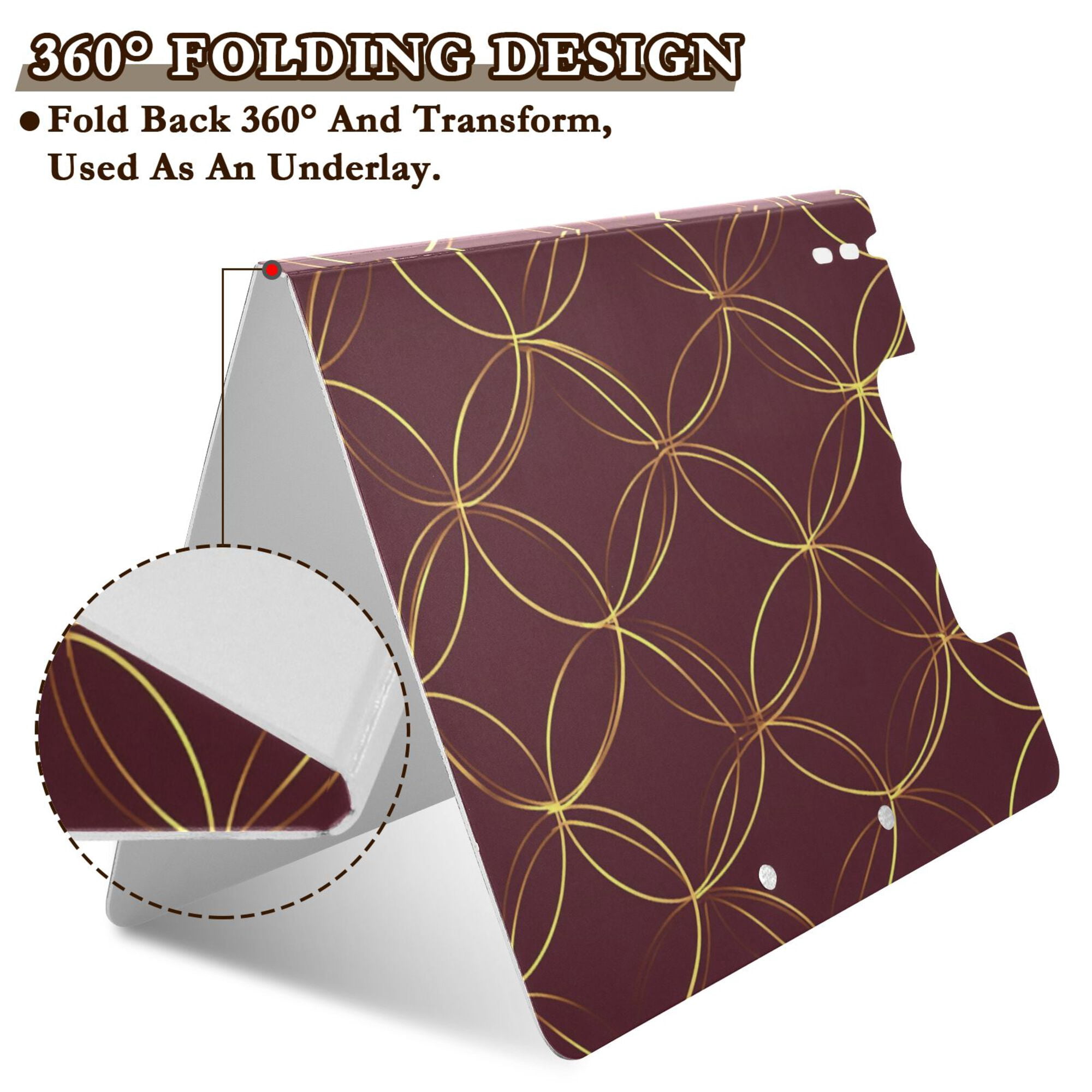FORMRS A4 Clipboard Folder with Pen Holder Horizontal Foldable School Office Binder, Circular Gold Pattern