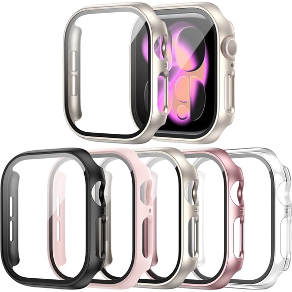 5-Pack Hard Case with Tempered Glass Compatible with 42mm Apple Watch Series 11/10, Ultra-Thin Protective Bumper Cover Set