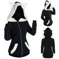 thumbnail image 1 of Fashion Plush Cat Ears Hooded Jacket For Women Casual Sweatshirt Zipper Coat Streetwear, 1 of 5
