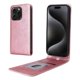 thumbnail image 1 of For iPhone 15 Pro Case with Card Slot Magnetic Vertical Flip Leather Phone Cover - Orange, 1 of 5