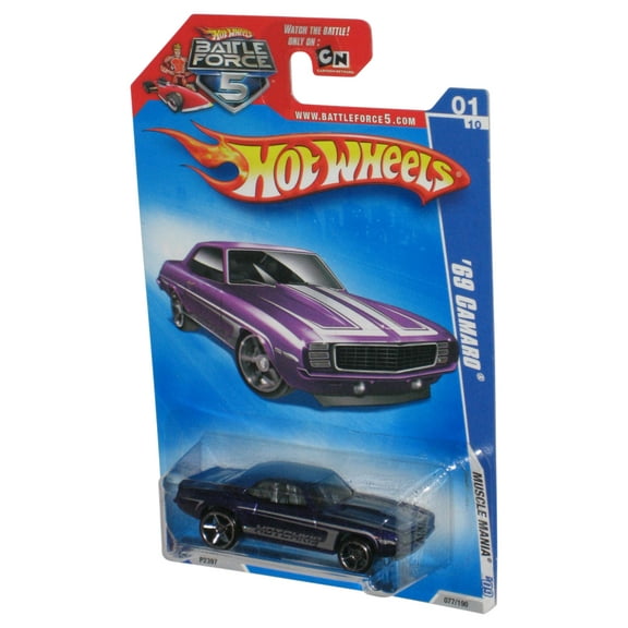 Hot Wheels Battle Force 5 Muscle Mania '09 Purple '69 Camaro Car 077/190
