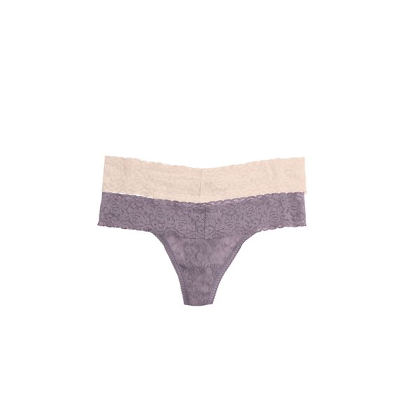 Felina | Signature Stretchy Lace Low Rise Thong 2-Pack | Panty (Bare Mink, L/XL)