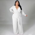 thumbnail image 2 of AURA Women Plus Size Jumpsuit Loose Fit High Waist Belted Casual Wide Leg Long Pants Outfit, 2 of 4