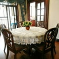 thumbnail image 2 of 70 inch Round Cotton Crochet Lace Tablecloth Beige Vintage Woven Dining Kitchen Table Cover, 2 of 7