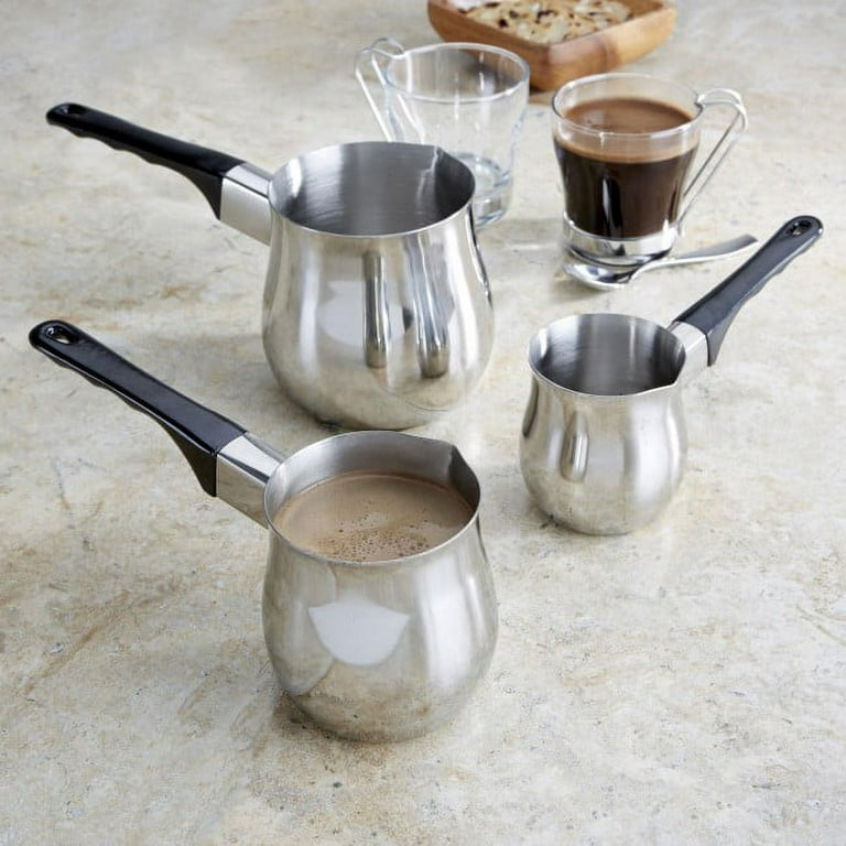 IMEEA Butter Warmer Turkish Coffee Pot Milk Warmer Pot Mini Saucepan with Spout 18/10 Tri-Ply Stainless Steel (12oz/370ml)
