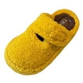 thumbnail image 2 of SYMSHOES Soft Warm Plush Fuzzy Womens Slippers - Non-slip Closed Toe with Adjustable Hook and Loop, Nylon Spandex Indoor Outdoor Casual Home Footwear, Yellow,Size 37, 2 of 6