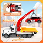 Huge Wave Large Tow Truck Toys for 3-8 Year Boys, Transport Truck with Loading Crane, Lights and Sounds Vehicles Toy Birthday Gift for Toddlers Kids
