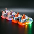 thumbnail image 6 of CAICJ98 Toddler Athletic Shoes Lightweight Casual Shoes Soft Sole Breathable Light Up Sneakers for Boys Orange (Toddler/Little kid),10, 6 of 7