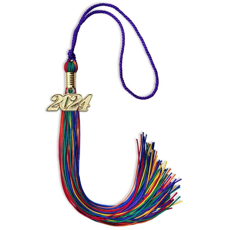 Endea Graduation Mixed Double Color Tassel with Gold Date Drop  (Green/White, 2024) 