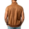 thumbnail image 3 of Maqroz Mens Outerwear Vests Faux Suede Sleeveless Jacket Stand Collar Zip Up Daily Coat with Pockets Brown,M, 3 of 6