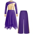thumbnail image 3 of iiniim Girls Praise Dance Dress Long Sleeve Church Robe With Palazzo Pants Outfit Worship Liturgical Dancewear Purple 12, 3 of 7