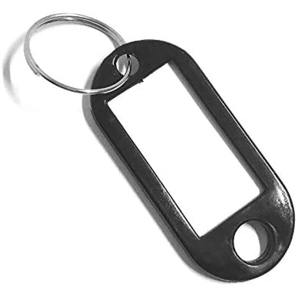 Plastic Key Tags 100 Pcs, Bulk Key Labels with Ring and Label Window, Key Chain ID Tags, Key