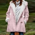 thumbnail image 2 of CFLVAEK Plus Size Winter Coats for Women Warm Sherpa Fleece Lined Distressed Jackets Button Down Hooded Parka Faux Suede Pea Coat Outerwear Pink XXXXXL, 2 of 7