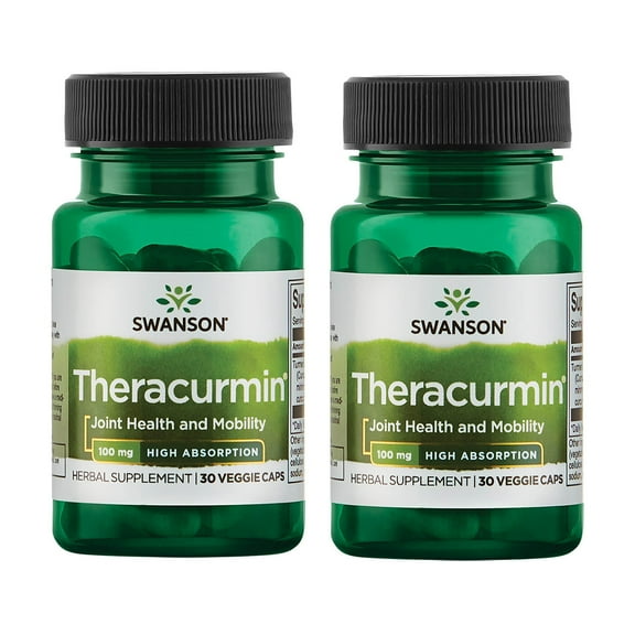 Swanson Theracurmin - Herbal Supplement Supporting Joint Health & Mobility - Formulated for High Absorption - (30 Capsules, 100mg Each) (2 Pack)
