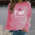 thumbnail image 2 of DeHolifer Womens Sweatshirts Breast Cancer Graphic Raglan Long Sleeve Crewneck Loose Casual Pullover Tops Hot Pink L, 2 of 4