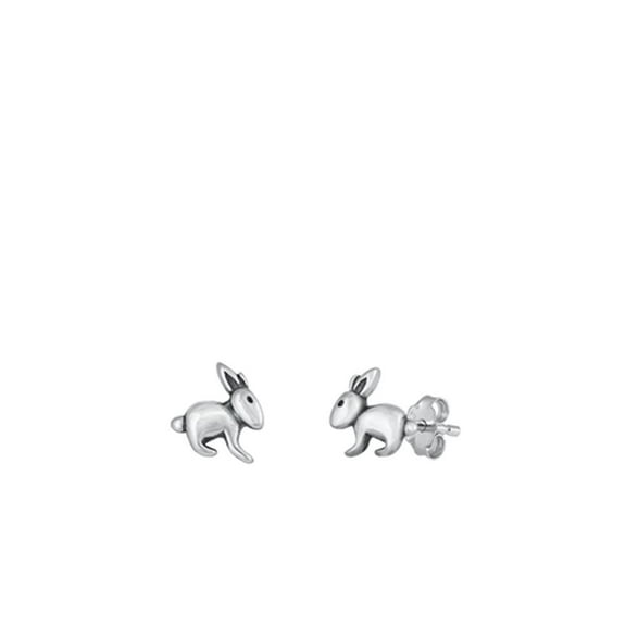 Sterling Silver Bunny Rabbit High Polished Stud Earrings .925 New Jewelry Female Unisex