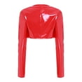 thumbnail image 2 of Yeahdor Veste Courte en Cuir Pu Brillant pour Femmes, Veste Bomber à Manches Longues pour Halloween Rouge TTG, 2 of 7
