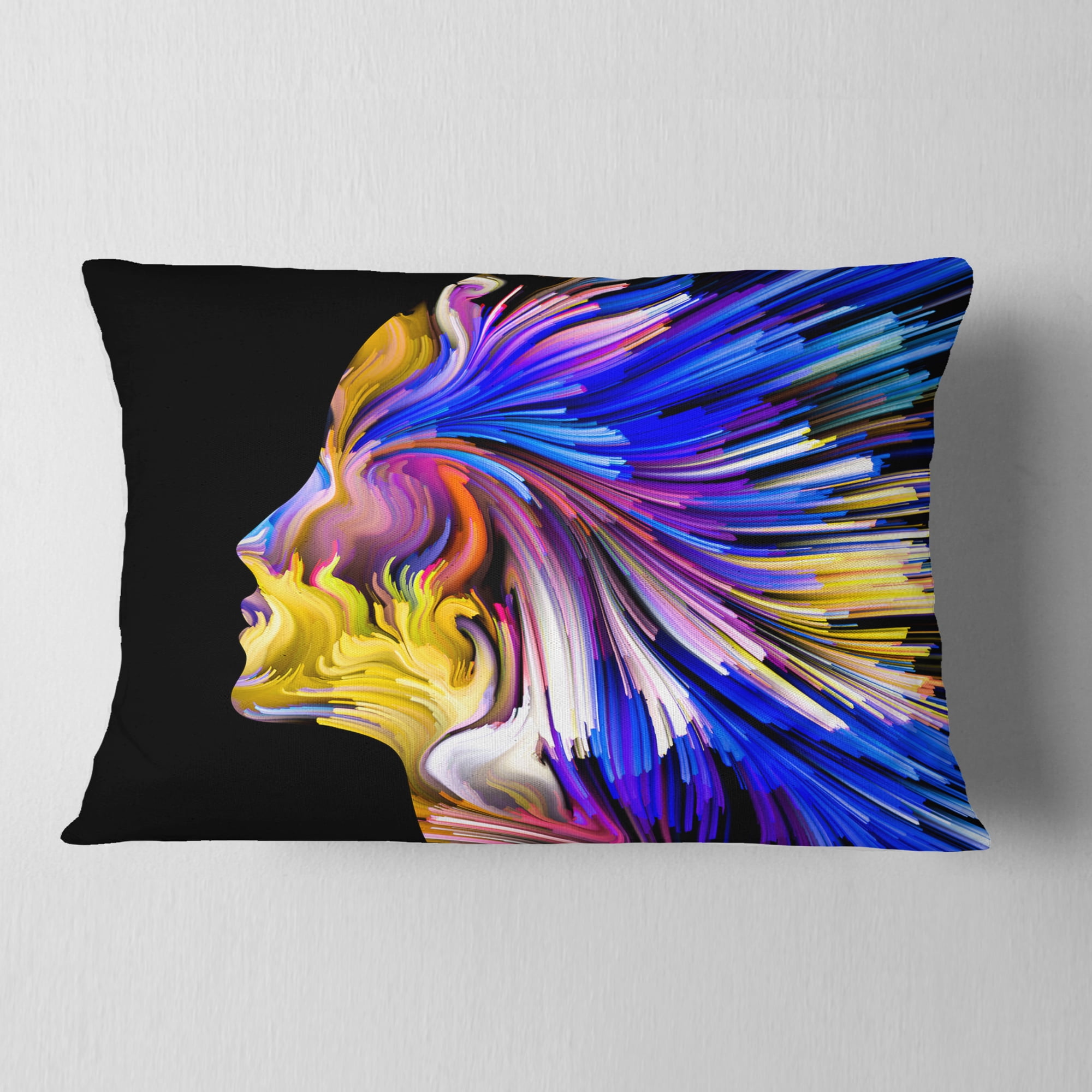 Designart Imagination in Blue - Abstract Throw Pillow - 12x20