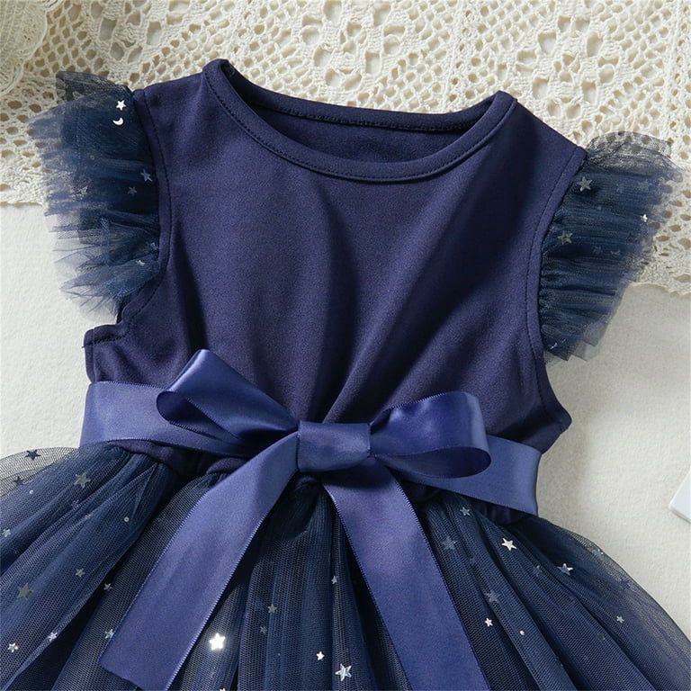 EnJoCho Kids Dress Baby Girls Bowknot Ruffle Short Sleeve Tulle