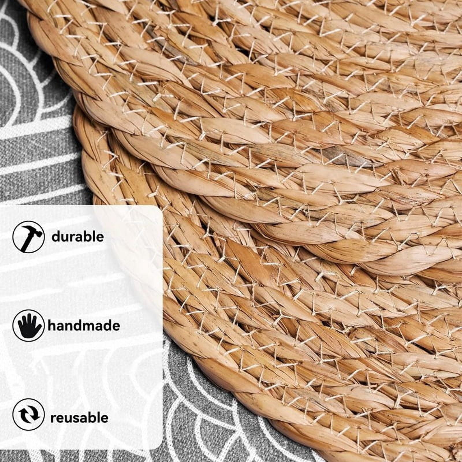 Natural Water Hyacinth Placemats Set of 8, Heat Resistan T Rattan Woven Mats for Outdoor Dining