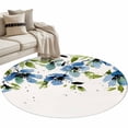 thumbnail image 2 of Area Rug 48in, Watercolor Blue Flowers Green Leaves Floor Carpet Living Room Rug, Spring Botantical Non-Slip Welcome Mat Indoor Rugs for Bedroom Dining Room, 2 of 9
