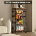 thumbnail image 5 of 5-Tier Snack Organizer Cart with 3 Height Adjustable Pull-Out Baskets and 2 Storage Shelves, Utility Kitchen Organizer and Storage Cart with Convenient Handle for Fruit Potato Onion Vegetable Snack, 5 of 7