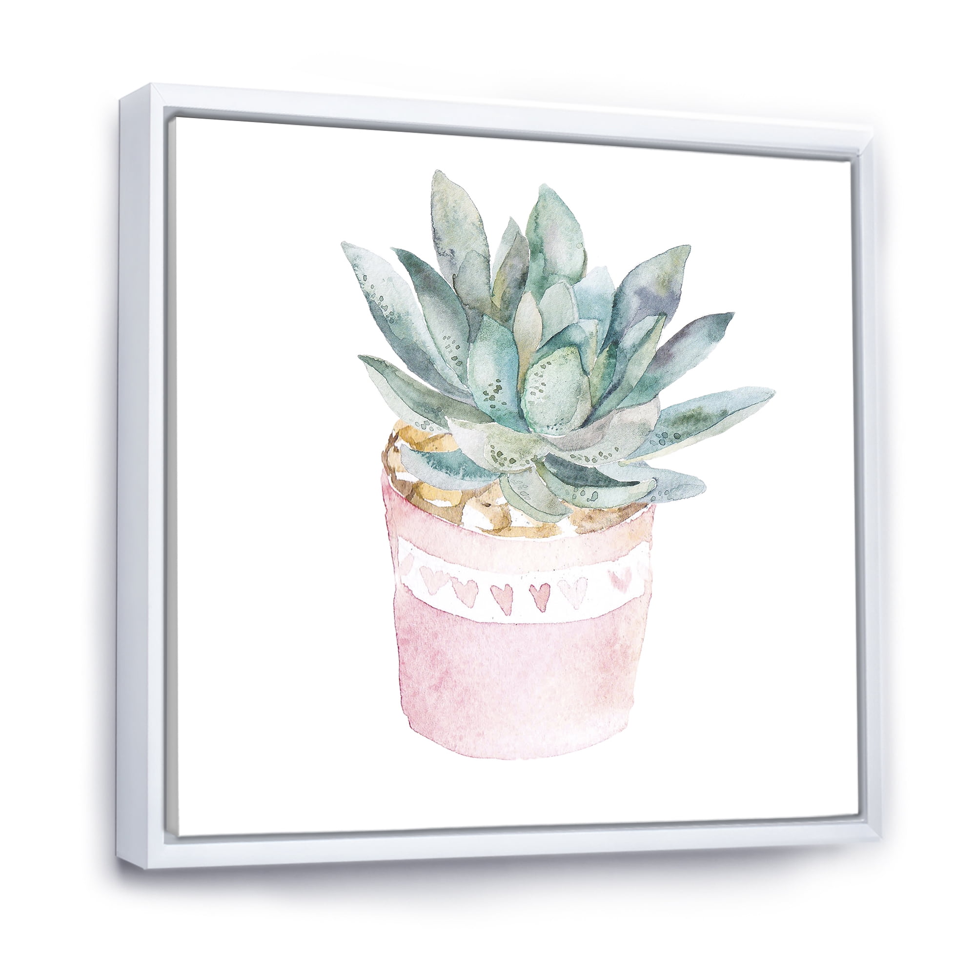 Designart 'Succulent and Cactus House Plants II' Farmhouse Framed Canvas Wall Art Print