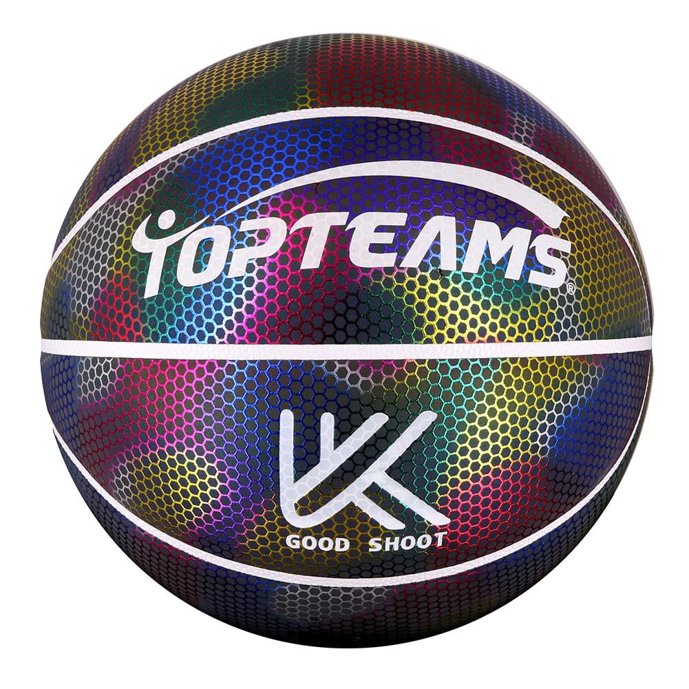 Kasachoy Holographic Basketball Glowing Reflective Basketball Luminous Basketball NO.7 for Kids And Boys Indoor Outdoor