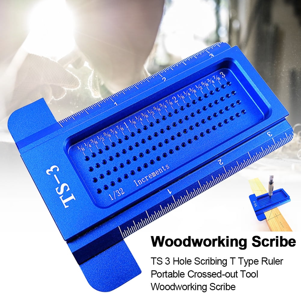 TS-8Red CALIDAKA Woodworking Scribe TS 3 Measuring Aluminum Alloy Hole Scribing Durable Crossed-Out Tool Center Finder Portable Manual T Type Ruler Gauge for Carpenters t Marking 