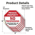 thumbnail image 2 of Private Property No Trespassing Violators Will Be Prosecuted (5 Pack) 4 inch X 4 inch Octagon Vinyl Label Decal Sticker Weather Resistant, UV Protected for Workplace, Made in the USA, 2 of 5