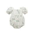 thumbnail image 2 of ITFABS Baby Girls Summer Rompers, Flower Square Neck Puff Sleeve Short Jumpsuit for Toddlers, 2 of 9