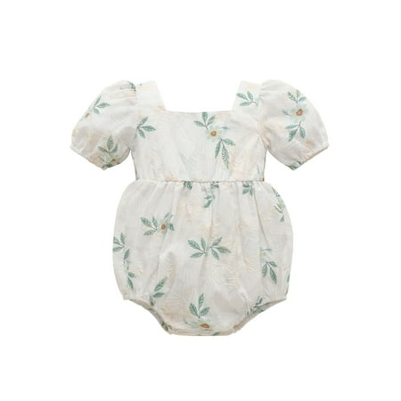

Coduop Toddler Baby Girl Romper Floral Print Short Sleeve Summer Clothes 0-24 Months