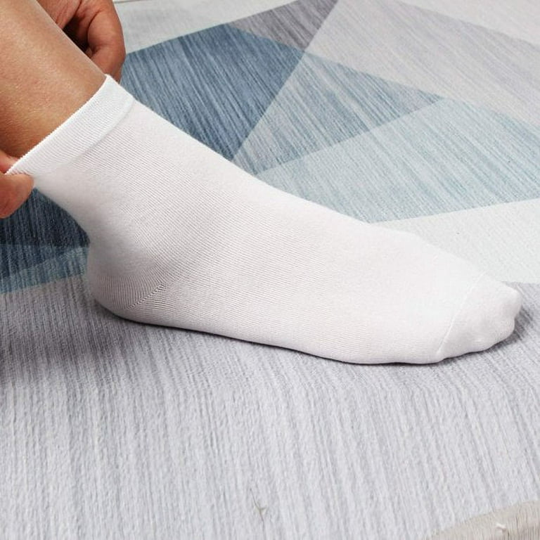 12 Pairs Athletic Thin Cotton Ankle Socks for Men and Women White Size 10-13