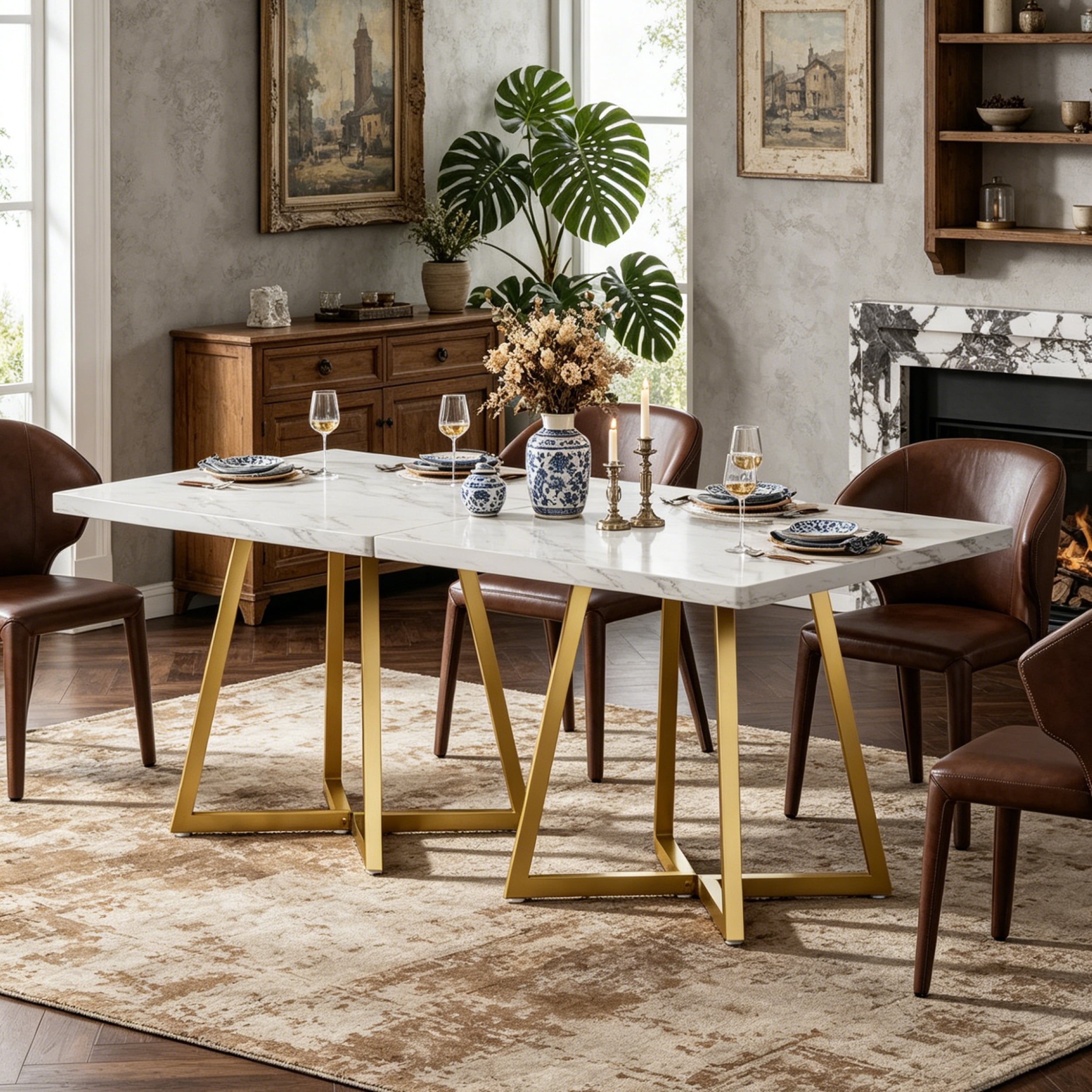 Fnova 31.5" Square Dining Table, Small Kitchen Dinner Table, 2-4 Person Industrial Dining Table, Square Kitchen Table for Dining Room Farmhouse Home Decor Furniture