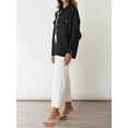 thumbnail image 5 of Women'S Fall Casual Long Sleeve Button Down Loose Light-Weight Shacket Shirt Jacket Coat Outerwear with Pockets Black S, 5 of 6
