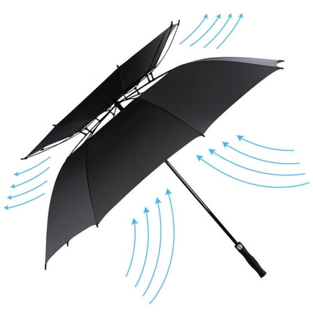 68 Inch Windproof Umbrella EECOO 62 Inch Automatic Open Golf Umbrella Double Canopy Vented Windproof Extra Large Big Oversize ()