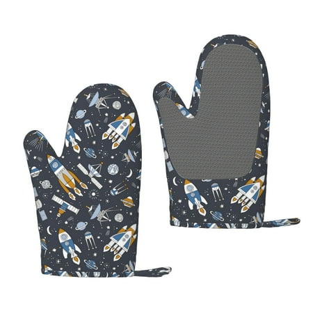 

Hirioo Space Cars for Silicone Oven Mitts for BBQ Baking Cooking Set of 2 Heat Resistant 260℃ Non-Slip Kitchen Essentials