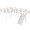 thumbnail image 4 of Canddidliike L Shaped Wooden Twin Loft Bed with Slide and Ladders - White, 4 of 9