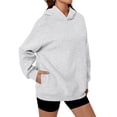 thumbnail image 3 of Womens Oversized Hoodies Comfy Sweatshirts Fall Fashion Outfits Casual Tops Fleece Clothes Gray XXL, 3 of 8