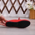 thumbnail image 4 of Womens Red Loafers Slip-On Flats, Comfortable Casual & Office Shoes with Low Heel for Walking, Decorative Lace-Up,Size 9, 4 of 9