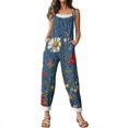 thumbnail image 6 of Iaqnaocc Overalls for Women Casual Boho Vintage Floral Printed Overalls for Women Loose Fit Sleeveless Wide Leg Spaghetti Strap Rompers Red M, 6 of 7