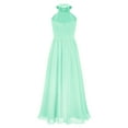 thumbnail image 4 of vastwit Big Girls Junior Chiffon Halter Wedding Party Bridesmaid Ball Gown Maxi Long Flower Dress Mint Green 8, 4 of 7