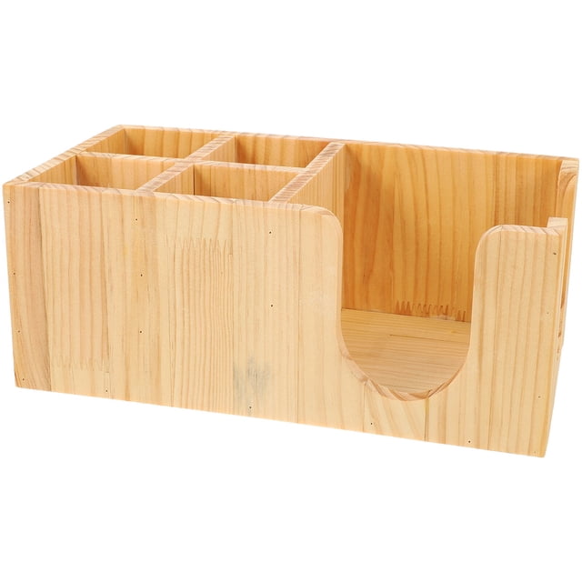 Coffee Station Organizer Wooden Coffee Bar Accessories Organizer Box Coffee Condiment Holder