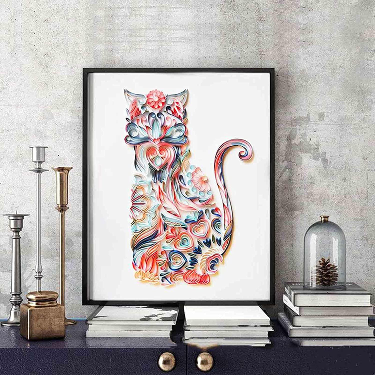 20 * 16 inch with Paper Quilling Kit Tools and EVA Pattern Board × 1 Cat Paper Filigree Painting Paint Kit DIY Handmade Blumuze Quilling Paper Painting Kit for Adults Beginners