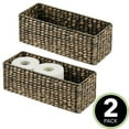 thumbnail image 2 of mDesign Woven Hyacinth Bathroom Toilet Tank Storage Basket, 2 Pack, Dark Brown, 2 of 8