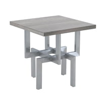 Armen Living Illusion Wood and Stainless Steel End Table in Gray/Chrome