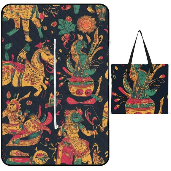 Bohemian Color Waterproof Picnic Blanket with Foldable Zipper, Suitable for Outdoor Use, Suitable for Travel, Camping, Beaches, Parks, Grasslands, Picnic Blanket Accessories