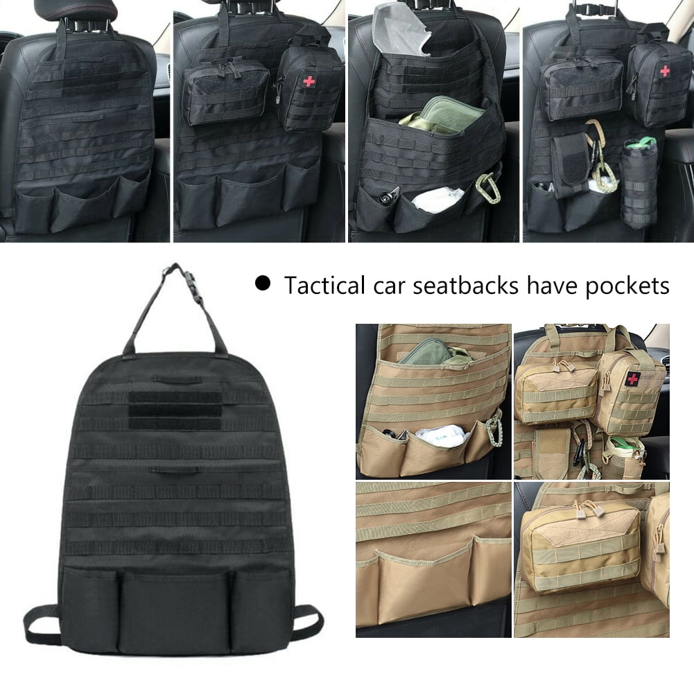 Car Seat Back Storage Bag Tactical MOLLE Panel Car Seat Back Cover Protection Kit Pad Kick Pad Waterproof