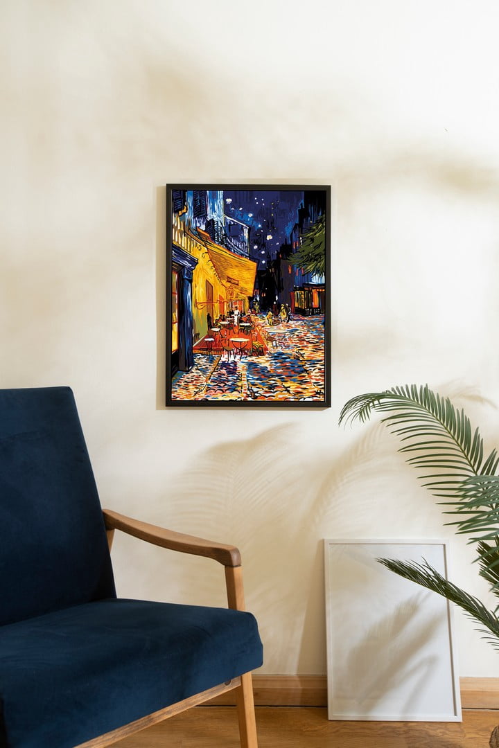 Needlepoint canvas for halfstitch without yarn Caf√© Terrace - Van Gogh SE929.569 Seg De Paris Printed Tapestry Canvas